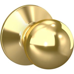 Schlage F10 ORB 605 Orbit Door Knob, Hall & Closet Passage Lock, Bright Brass