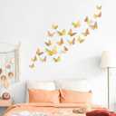 2 x 60 Pcs 3D Butterfly Decorations, 3 Sizes 5 Styles for Cake, Party, Wall Decor, Crafts, Cake Decorating, Room Stickers (Laser Gold)