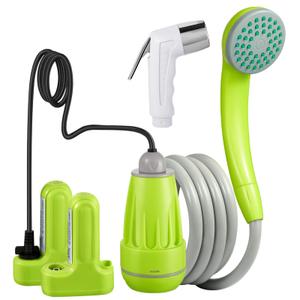 KEDSUM Portable Camp Shower, Camping Shower Pump with 2 Rechargeable Batteries, Portable Outdoor Shower Head for Camping, Hiking, Traveling and Emergency Shower 