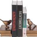 MyGift Gold Bird Bookends Decorative for Heavy Books, Brass Book Ends for Shelves, Vintage Resin Bookends, 1 Pair