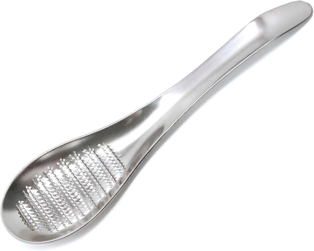 Honbay 1PCS Stainless Steel Garlic Ginger Fruits Root Vegetable Grater Grinder Spoon for Kitchen