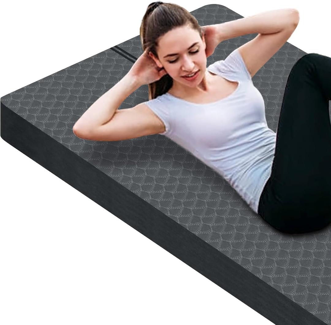 nuveti Large Exercise Mat - 15mm/20mm/30mm Thick Yoga Mat | Workout Mat for Fitness, Yoga, Pilates, Stretching & Floor Exercises for Women & Men with Free Carrying Bag (Grey)