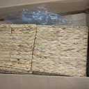 Rectangular Storage Baskets 13x11in, 4 Pack Water Hyacinth Wicker Bins with Handles, Foldable Natural Organizer for Shelves Kitchen Closet, Handwoven Storage Cubes