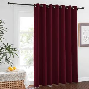 NICETOWN Blackout Room Divider Curtains 84 inch Length, Grommet Energy Saving Thermal Drapes Sound Reducing Window Treatments for Living Room/Bedroom, W100 x L84, 1 Panel, Wine Red