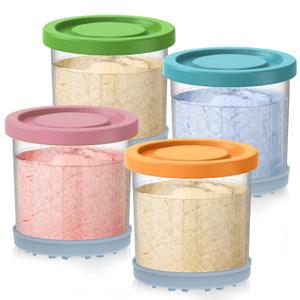 DENEBORE for Ninja Creami Pints and Lids - 4 Pack,16OZ Compatible with NC299AMZ & NC300s Series Ice Cream Makers, Extra Cups Replacement for Ninja Creamy Containers Airtight Anti-slip Dishwasher Safe