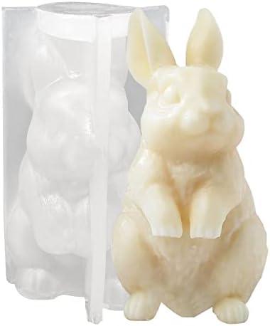 3D Rabbit Candle Silicone Molds Easter Bunny Resin Casting Mould for DIY Candle Making Polymer Clay Craft Plaster Home Decoration (Standing Bunny)