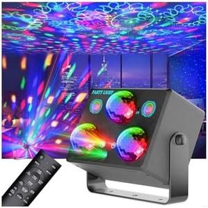 Party Lights,Disco DJ Strobe Light Rave Stage Projector Effect Dance Club Light Sound Activated with Remote Control for Parties Home Show KTV Pub Dance Christmas