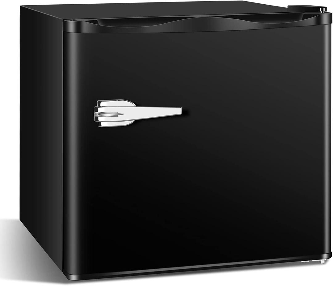 Antarctic Star Mini Upright Freezer -1.2 cu.ft Compact freezer with Removable Shelves and Adjustable Thermostat,for Home/Kitchen/Office(Black)