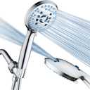 AquaCare High Pressure 8-mode Handheld Shower Head - Anti-clog Nozzles, Built-in Power Wash to Clean Tub, Tile & Pets, Extra Long 6 ft. Stainless Steel Hose, Wall & Overhead Brackets (Premium Chrome)
