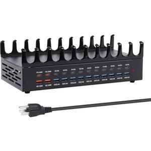 420W Charging Station for Multiple Devices - 24 Ports USB Fast Charging Station with 30W Power Delivery, Multi Charger Dock for Phone Tablet, Home, Office, School