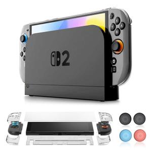 Compatible with Nintendo Switch 2 Screen Protector Case, Real Switch 2 Dockable Test Hard PC Case for Console and Joy-Con 2 Controller, Split-Design, Precise Cutout, Clear