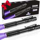 COSOOS 2 UV Black Light Flashlight, 2 Pack 395nm Mini Pen Light with Clip, Waterproof Ultraviolet Flashlight for Leak, Pet Urine, Scorpion, Hotel Inspection, Dry Stain and Bed Bug.