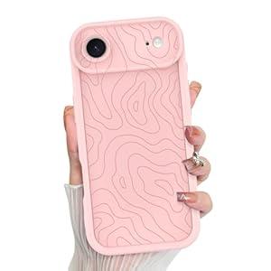 MZELQ for iPhone Air Case 2025 Case, Silicone Wave Ripple Cute Pattern, Camera Protection Soft Slim Shockproof for Girls Women -Pink