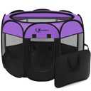 Dog Cat Playpen, Puppy Pet Playpen, Small Dogs Tent Crates Cage Indoor/Outdoor, Portable Pop Up Dog Kennel Playpen with Carrying Case for Dogs/Cats/Rabbits, Removable Zipper Top, Purple