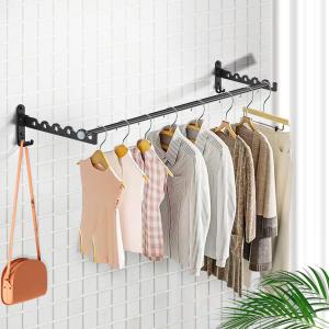 Clothes Drying Rack Wall Mounted Drying Racks for Laundry Room Organization and Storage Clothes RackAluminum Dryer Rack with Two Drying Rods for Hanging Wet and Dry Clothes (Black-2)