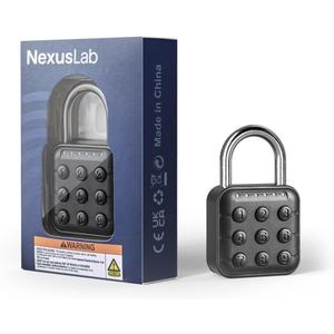 NexusLab Digital Padlock for Gym Locker & Outdoor Gate - IP67 Waterproof Electronic Combination Lock, Push Button Keypad, No App Needed. 6-Digit Smart Keyless Entry for School, Shed, Fence