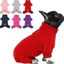 Cyeollo Dog Christmas Pajamas Fleece Dog Sweater Coat Thermal Dogs Onesie Stretchy Xmas Jumpsuits Doggie Warm Pet Pjs for Small Dogs Outfits Color Red (Medium (Chest Girth: 15"-18"))