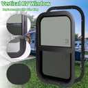 RV Window,Camper Replacement Vertical Sliding RV Window for Cargo Trailer Utility Travel Trailer Cargo Van Truck SUV 14" W x 22" H,Fit 15/16" or 1-3/8" Thick Wall,Allow Error 1/16",DOT Approved