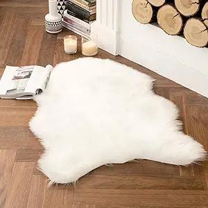 MIULEE Luxury Super Soft Fluffy Area Rug Faux Fur Plush Large Sheepskin Rug Decorative Christmas Shaggy Carpet for Bedside Sofa Floor Nursery 3 x 5 Feet, White