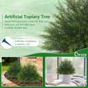 Grooy Artificial Cypress Topiary Bushes with Spike, 2 Pack Faux UV Resistant Cedar Ball Trees for Outdoor Planters, Fake Shrubs Plants for Porch Garden Decor