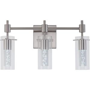 LED Vanity Lights for Bathroom,24" Modern Bathroom Light Fixtures,3-Light Brushed Nickel Bathroom Vanity Light with Crystal Bubble Glass&Clear Glass Shade,Bathroom Lighting Fixtures Over Mirror