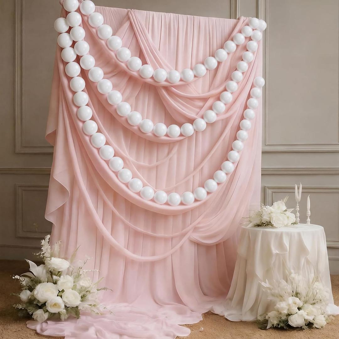 18ft Giant Pearl Garland Plastic Material Jumbo Bead Garland Wedding Decoration Wedding Bead Ball Hanging Banner for Bridal Shower Ceremony Party Banquet Indoor Outdoor Backdorp Decor
