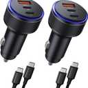 Car Charger for iPhone 17/17 Pro Max USB C Fast Charger,2Pack 90W 3-Port Charger Adapter for iPhone 16/16 Plus/16 Pro/16 Pro Max/15/14/Pro Max/AirPods4/ iPad Pro/Mini, (USB C to C Cable)