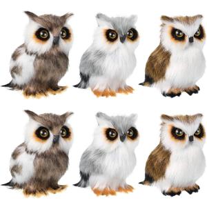 Skylety 6 Pieces Mini Owl Plush Toy 3.2 Inch Plush Animal Christmas Hanging Ornaments for Christmas Tree Woodland Gray White Stuffed Animal Toy Soft Owl Doll Hanging Pendant Ornament