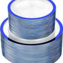 U-QE 120pcs Blue Plastic Plates for Party - Clear and Blue Disposable Plates Heavy Duty - Includes 60 10" Dinner & 60 7" Dessert Plates for Party, Birthday & Wedding