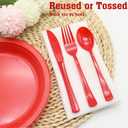 300 Pcs Red Plastic Silverware, Red Plastic Utensils, Disposable Cutlery Heavy Duty, 100 Forks, 100 Spoons, 100 Knives for Birthday, BBQ, Christmas