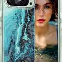 Marble Case for Google Pixel 9 Pro XL 5G, Soft Silicone Clear TPU Case for Women, Pixel 9 Pro XL Cute White Blue Marble Pattern Anti-Scratch Shockproof Protective Cover for Google 9 Pro XL (Sea)