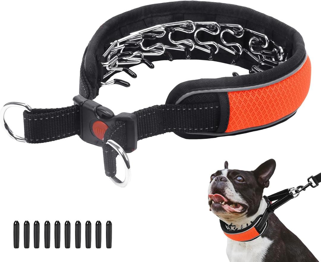 Martingale Collar for Dogs, Reflective No Pull Dog Collar for Medium Large Dogs, Adjustable Anti Pull Dog Collar for Walking Training, Heavy Duty Nylon Slip Collar with Buckle 2 Inch Wide, M, Orange