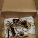 Kluolandi Women's Strappy Stiletto Heels with Crystal Lace Up Gladiator Sexy Open Toe High Heeled Sandals Gold Heels for Women (6)