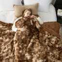 Cozy Bliss Faux Fur Throw Blanket King Size, Fuzzy Soft Plush Thick Bubble Blanket for Bed Couch Bedroom Living Room, 108x90 Inches Tie-dye Brown