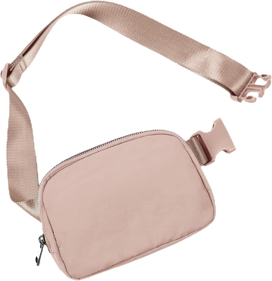 Unisex Mini Belt Bag with Adjustable Strap Small Fanny Pack for Workout Running Traveling Hiking, Misty Rose