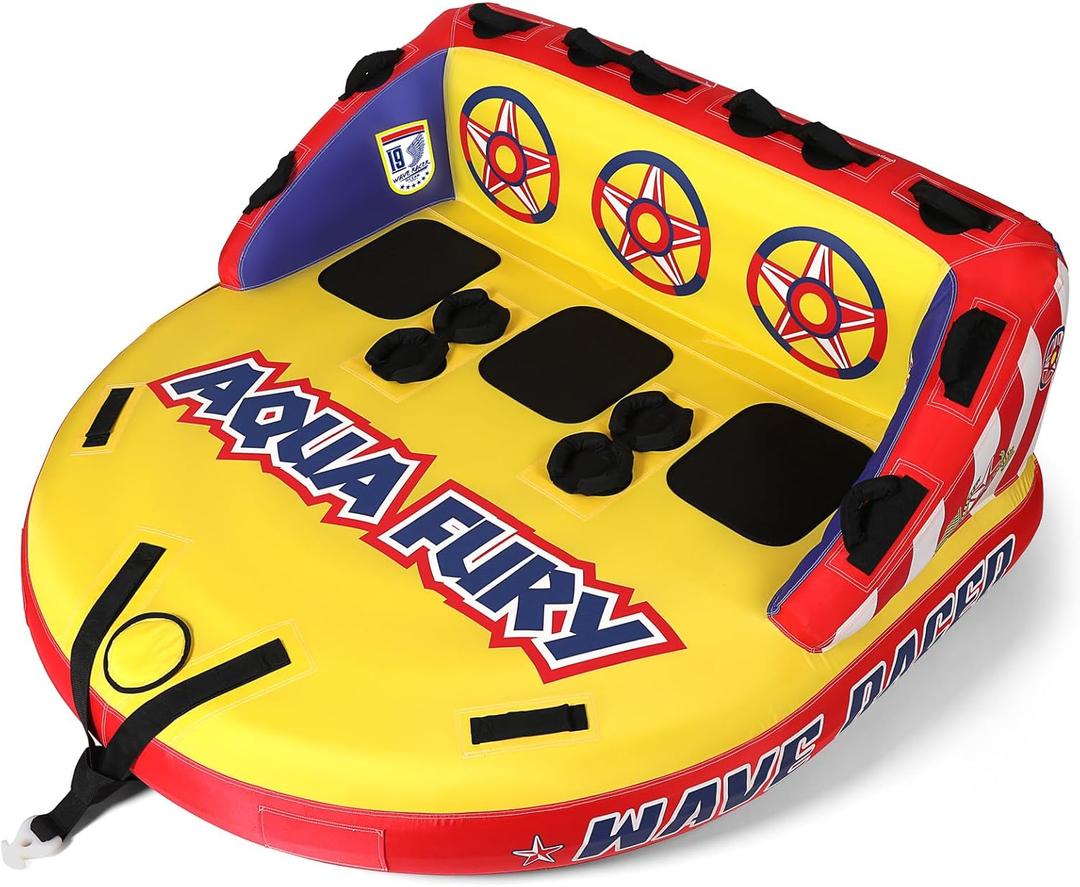 Towable Tubes for Boating, Boat Tube for Tubing, Towables Boats Inflable Tube, Towable Rider Deck with Full Nylon Cover for Water Sports (1-3 Riders)