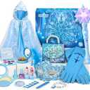 Golray Frozen Toys for Girl Gift Kids Makeup Kit & Elsa Princess Dress Up Set, Purse & Cape & Real Make up & Nail Polish & Wand, Birthday Gift Toys for Little Girls Toddlers Age 3 4 5 6 7 8 Year Old
