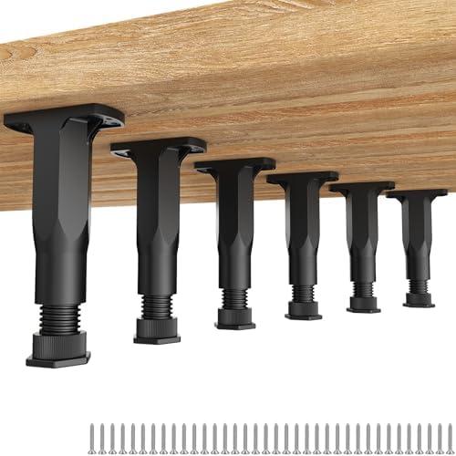 5 PCS Adjustable Bed Frame Support Legs (5.1"-8.3") - Heavy Duty Plastic Furniture Support Feet with Wide Base, Center Slat Reinforcement Leg, Furniture Replacement Parts for Bed/Sofa/Dresser/Table