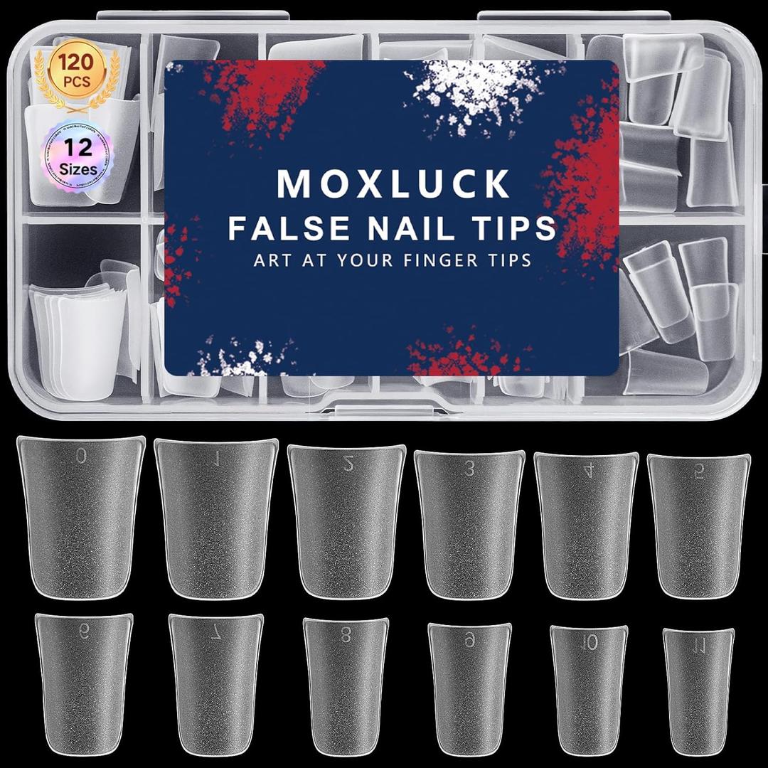 2 x Stiletto Nail Tips,Soft Gel Almond Half Cover False Nails Clear Acrylic Press on Nails 120Pcs, Soft Gel Nail Tips Extension False Tips for Nail Salons and DIY Art at Home (SET-5)