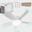 OKYUK Ceiling Fans with Lights,17in Small Ceiling Fan ceiling fans with and remote, with 6-Speeds, definite time, Dimmable LED, E26/E27 Base, for Bedroom, Kitchen, Living Room,Garage Fan (White)