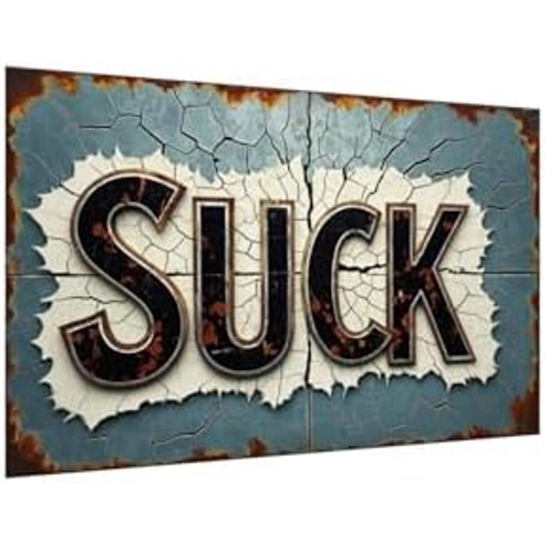 Suck Vintage Metal Signs Rustic Tin Signs 12x8in for Man Cave & Home Bar 2 PACK