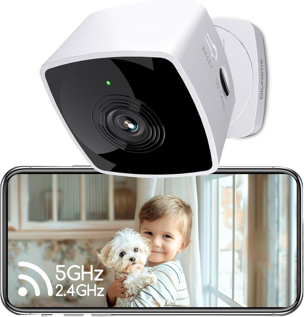Blurams 5GHz Cameras for Home Security, 2K Security Camera Indoor, Pet Camera with Phone App, Indoor Camera w/AI Motion Detection, 2-Way Audio, Compatible with Alexa&Google Home, WiFi 6