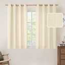 LAMIT Linen Curtains 54 Inch for Bedroom, Grommet Thick Linen Textured Sheer Curtains Light Filtering Privacy Window Drapes for Living Room, Panels, 52 x 54 Inch, Light Beige