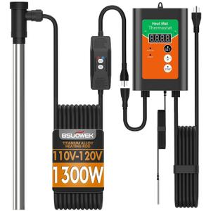 1300W Titanium Fully Submersible Portable Electric Immersion Pool & Bathtub Water Heater with Thermostat & Leakage Protection & GFCI Plug, Ideal for Baptistery, Bucket, Hot Tub, Swimming Pool (GO)