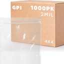 Clear Plastic Reclosable Zip Bags - Bulk GPI Case of 1000 4" x 4" 2 mil Thick Strong & Durable Poly Baggies With Resealable Zip Top Lock For Travel, Storage, Packaging & Shipping.