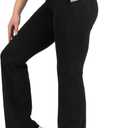 Nirlon Bootcut Yoga Pants with Pockets - Flare Leggings for Women Tummy Control with Stretch Cotton Cotton Leggings for Women (8, Black)