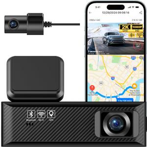 Miofive Dash Cam Mini 2, 2K+1080P FHD, Built-in Wi-Fi GPS Smart Dash Camera for Cars, 125 Wide-Angle FOV, HDR, Night Vision, G-Sensor, iOS/Android App, Loop Recording, Parking Monitor, Time-Lapse