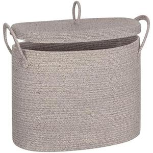 ORGMASTER Cotton Rope Basket, Toilet Paper Basket with Lid, Free-Standing Toilet Paper Holder Organizer for Bathroom, Rope Baskets for Storage Up to 9 Mega Rolls, 17.7"x6.7"x13.8", Brown