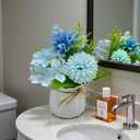 Carfoeny 2 Pcs Blue Hydrangea Artificial Flowers Bathroom Decor Fake Flowers in Small Flower Vases for Centerpieces Floral Arrangements Home Indoor Kitchen Tables Living Room Tv Stand Nightstand Decor
