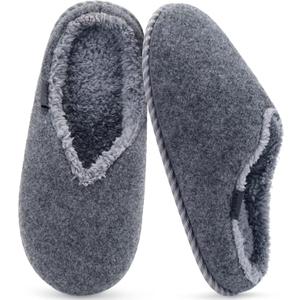 KuaiLu Womens Supportive Memory Foam Slippers Felt Fuzzy Lined Heel Cushion Lightweight House Shoes for Indoor Outdoor